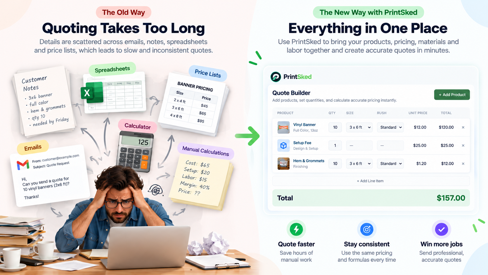 Print quoting information organized in one place