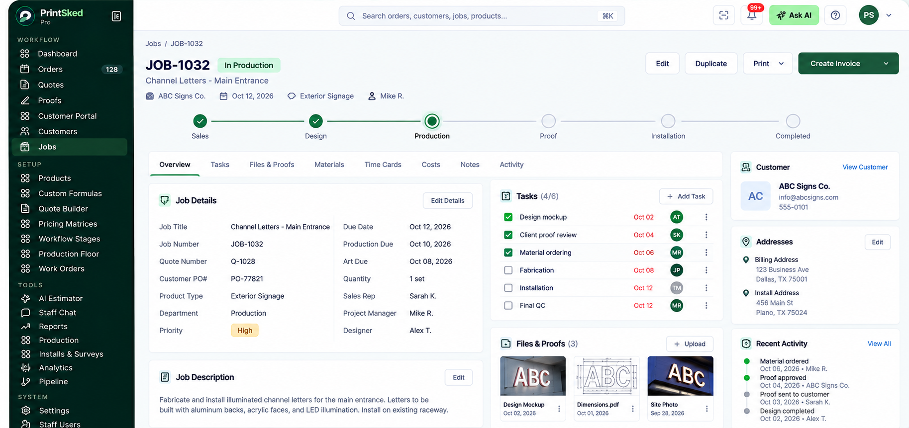 PrintSked job board for sign shop workflow management